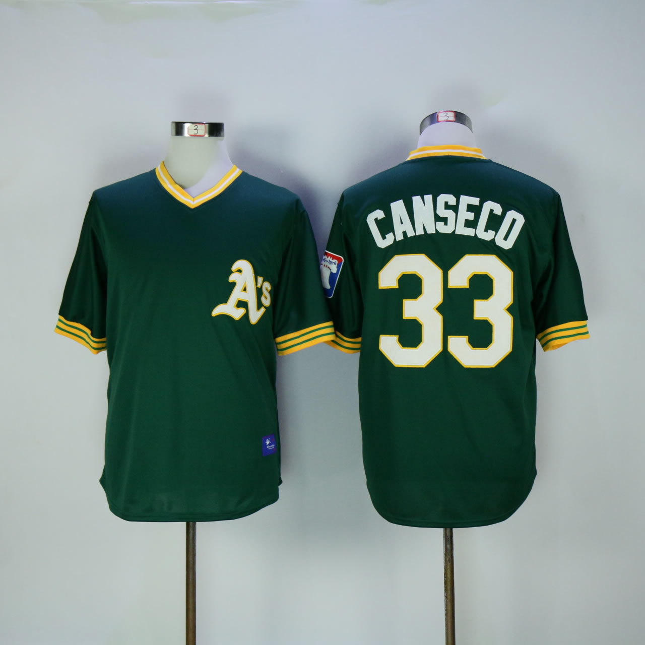 Men Oakland Athletics #33 Canseco Green Throwback MLB Jerseys